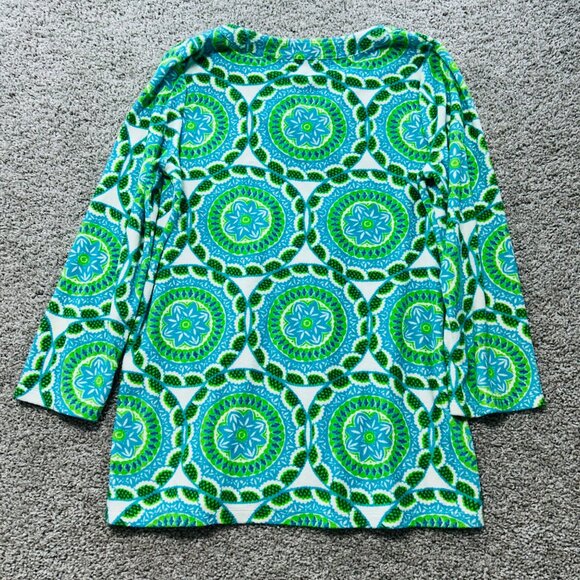 Talbots Women's Large Terry Swim Cover Up Tunic Top Green Blue - Picture 4 of 9